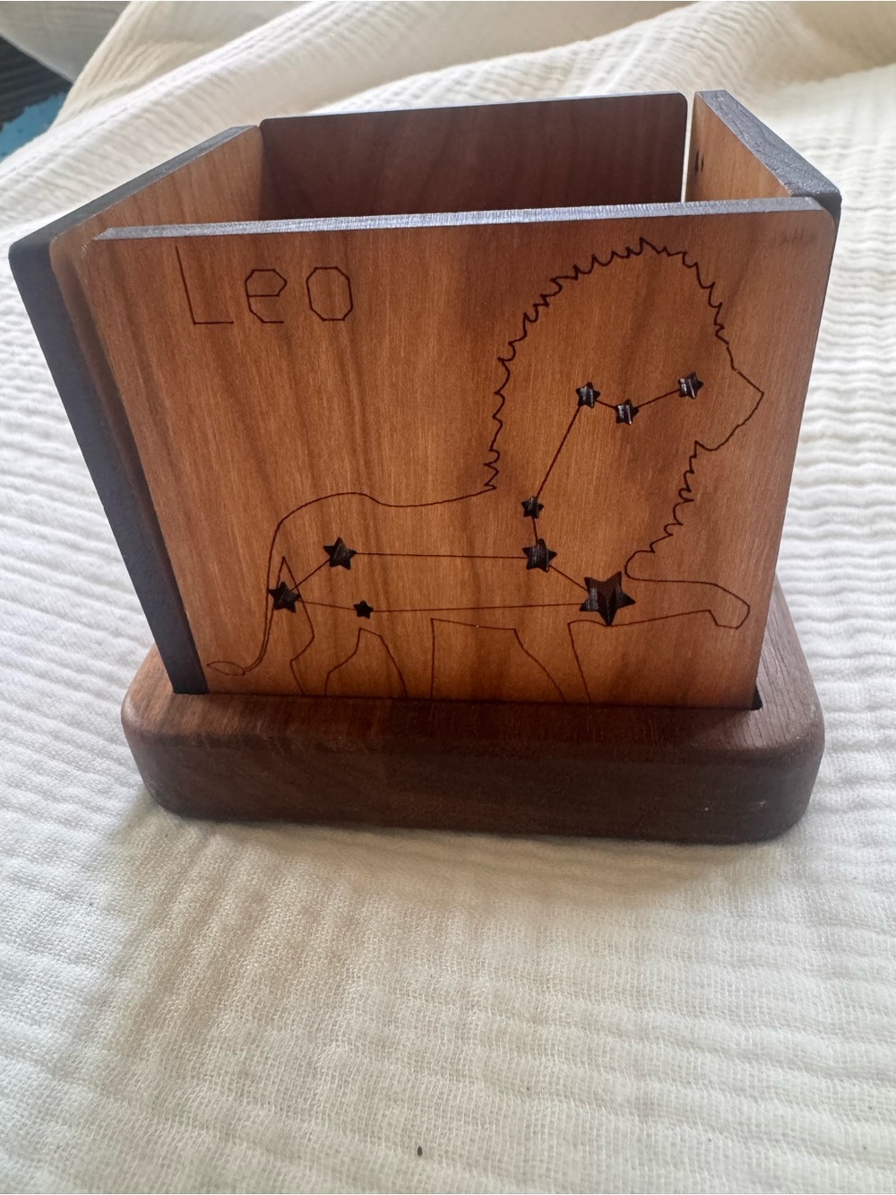 Leo Constellation Wooden Desk Organizer